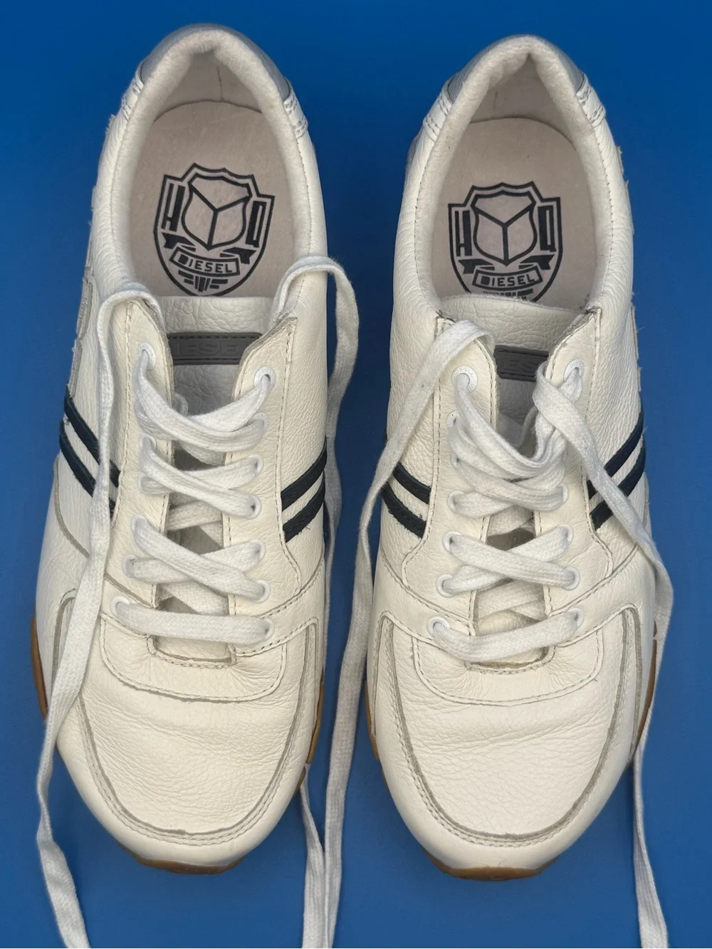 Diesel Barner White Leather Sneaker Bundle Sz 8.5